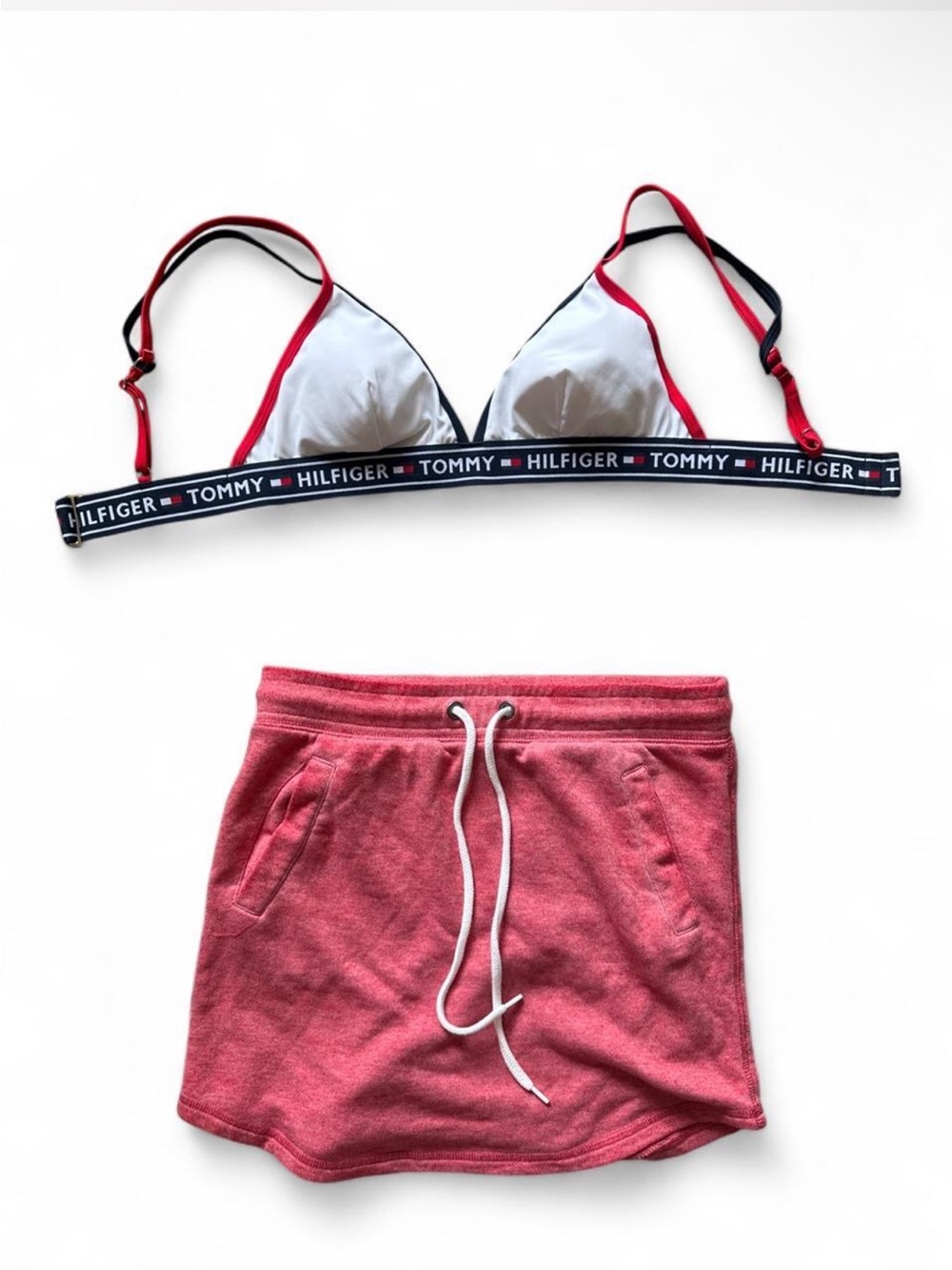 Tommy Hilfiger red skirt and bikini set #summer #beachwear